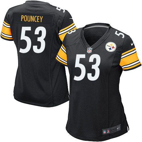Nike Steelers #53 Maurkice Pouncey Black Team Color Women's Stitched NFL Elite Jersey